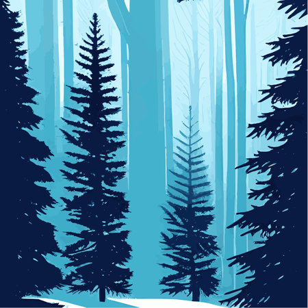 Vintage Christmas landscape wide background Illustration retro Christmas landscape background, with echoes, snowyのイラスト素材