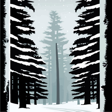 Vintage Christmas landscape wide background Illustration retro Christmas landscape background, with echoes, snowyのイラスト素材