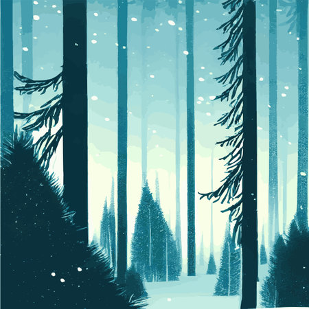 Vintage Christmas landscape wide background Illustration retro Christmas landscape background, with echoes, snowyのイラスト素材