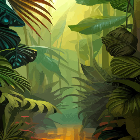 Vector vintage composition with exotic leaves. Botanical classic wallpapers, backgrounds, surface texturesのイラスト素材