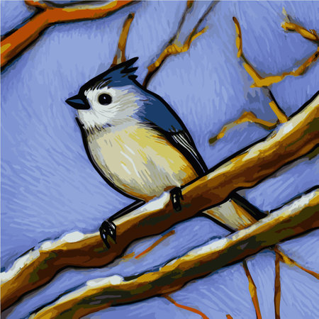 Vector realistic detailed vector illustration winter birds branches. Winter design elements Christmas, holidays.のイラスト素材
