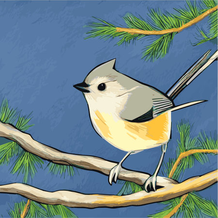 Vector realistic detailed vector illustration winter birds branches. Winter design elements Christmas, holidays.のイラスト素材