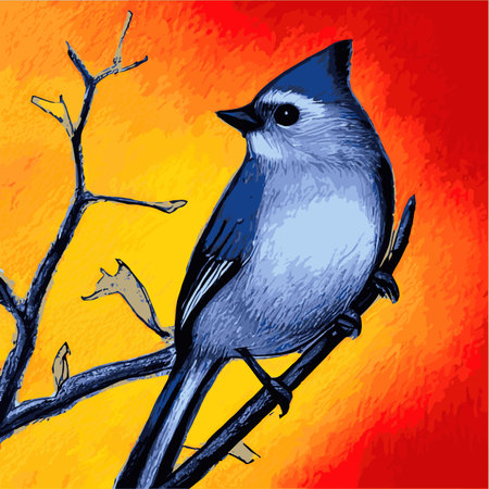 Vector realistic detailed vector illustration winter birds branches. Winter design elements Christmas, holidays.のイラスト素材