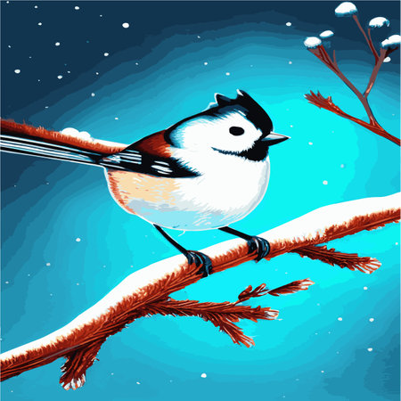 Vector realistic detailed vector illustration winter birds branches. Winter design elements Christmas, holidays.のイラスト素材