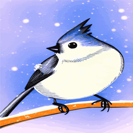 Vector realistic detailed vector illustration of winter birds on branches. Winter design elements for Christmas, Newのイラスト素材