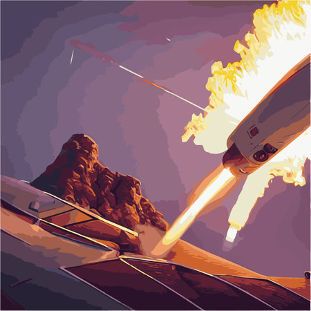 The outer space launch system takes off. Vector illustration , astronomy, space exploration, colonization of Marsのイラスト素材