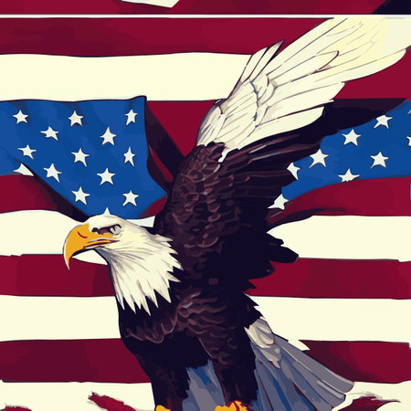 Portrait of a bald eagle. Vector illustration of an American bald eagle in flight .US Symbols...