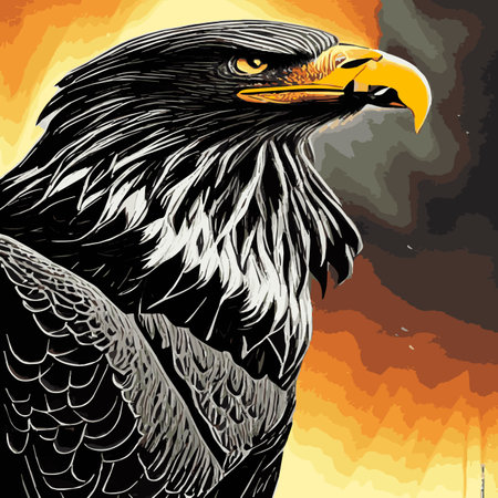 Portrait of a bald eagle. Vector illustration of an American bald eagle in flight .US Symbols Symbols Liberty profileのイラスト素材