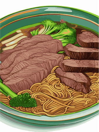 Noodles, Asian foods, Chinese food colorful illustration. Vector colorful illustration Chinese food.のイラスト素材