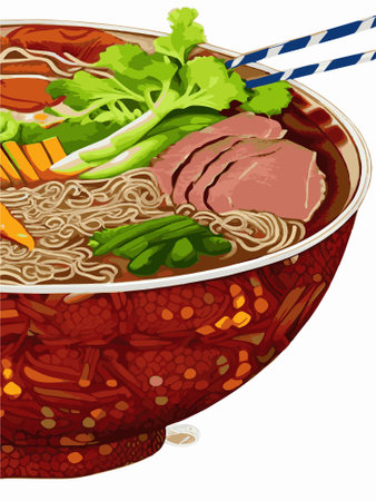 Noodles, Asian foods, Chinese food colorful illustration. Vector colorful illustration Chinese food.のイラスト素材