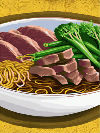 Noodles, Asian foods, Chinese food colorful illustration. Vector colorful illustration Chinese food.のイラスト素材