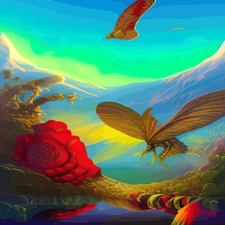 Surreal landscape. Background design of dreamy shapes and colors on the theme of dream, imagination, fantasy and dreamのイラスト素材