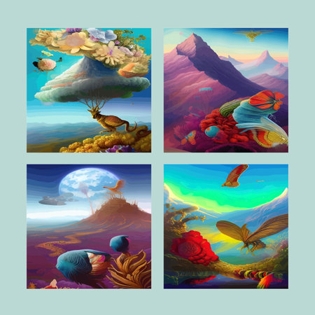 Surreal landscape. Background design of dreamy shapes and colors on the theme of dream, imagination,...