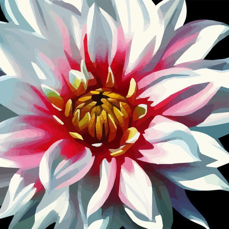Dahlia. Close-up. Spring flowers. , dahlia bud close-up. Multicolored image. Decor. Element. Vector illustration.のイラスト素材