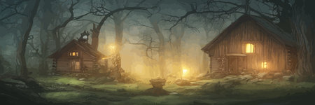 Mountain spring landscape, mountains with snowy peaks lilac flower bushes, Cartoon flat springlnature, green grasslandのイラスト素材