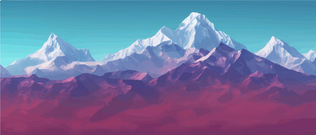 Fantasy epic magic mountain landscape. Mystical winter valley valley , Panoramic view of big mountains . Mountainsのイラスト素材