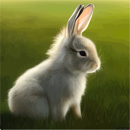 Cute little rabbit for Easter spring holiday , Vector spring holiday .Easter landscape , Wildlife forest, park, meadowのイラスト素材