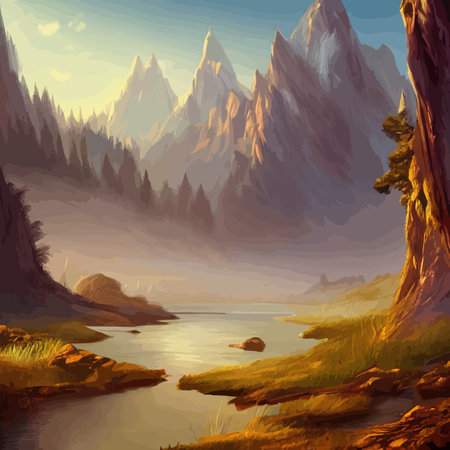 Mountain landscape. Mountain landscape. Vector illustration. Abstract background.のイラスト素材