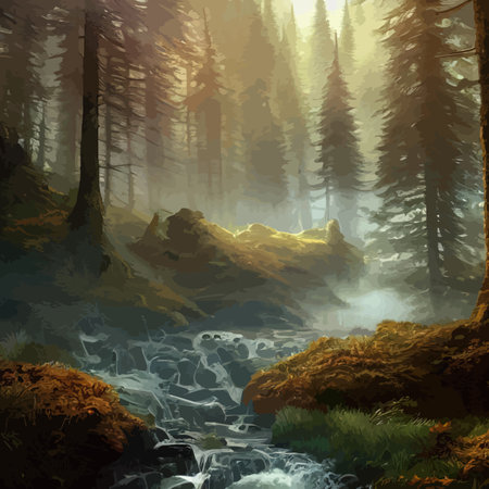 Nature and landscape. Vector illustration trees, forests, mountains, plants. Image for background, card or coverのイラスト素材