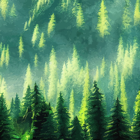 Nature and landscape. Vector illustration trees, forests, mountains, plants. Image for background, card or coverのイラスト素材