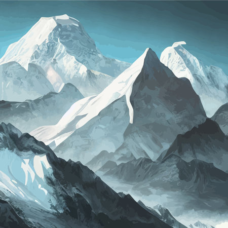 Realistic illustration mountain landscape with a hill forest with coniferous treesのイラスト素材