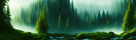 Coniferous forest. Cute winter repeating landscape. Horizontal view of winter forest. nordic...