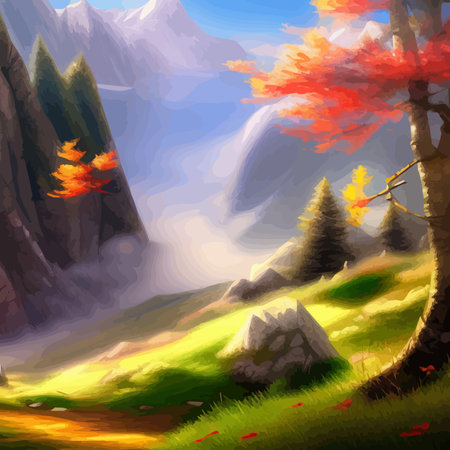 Autumn nature vector illustration, landscape empty backgroundのイラスト素材