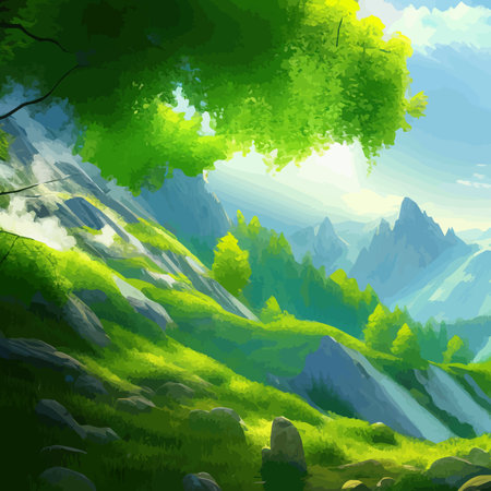 Autumn nature vector illustration, landscape empty backgroundのイラスト素材