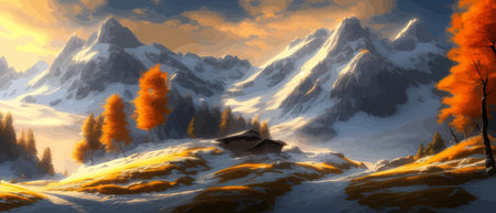 Vector illustration. Flat winter landscape. Snow backgrounds. snowdrifts. snowfall. clear blue sky. Blizzard. snowyのイラスト素材