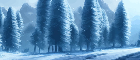 Vector illustration. Flat winter landscape. Snow backgrounds. snowdrifts. snowfall. clear blue sky. Blizzard. snowyのイラスト素材