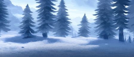 Vector illustration. Flat winter landscape. Snow backgrounds. snowdrifts. snowfall. clear blue sky. Blizzard. snowyのイラスト素材