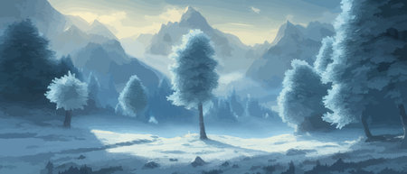 Vector illustration. Flat winter landscape. Snow backgrounds. snowdrifts. snowfall. clear blue sky. Blizzard. snowyのイラスト素材
