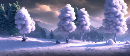 Vector illustration. Flat winter landscape. Snow backgrounds. snowdrifts. snowfall. clear blue sky. Blizzard. snowyのイラスト素材