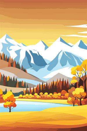 Nature and landscape. Autumn. Rural landscape. Vector design illustration for web design development, natural landscapeのイラスト素材