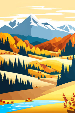 Nature and landscape. Autumn. Rural landscape. Vector design illustration for web design development, natural landscapeのイラスト素材
