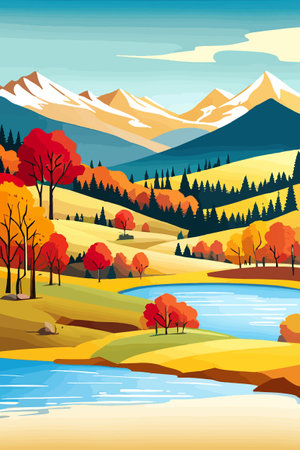 Nature and landscape. Autumn. Rural landscape. Vector design illustration for web design development, natural landscapeのイラスト素材
