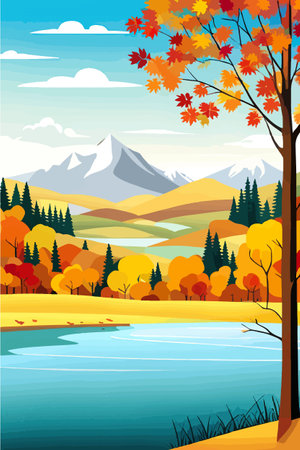 Nature and landscape. Autumn. Rural landscape. Vector design illustration for web design development, natural landscapeのイラスト素材