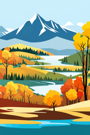 Nature and landscape. Autumn. Rural landscape. Vector design illustration for web design development, natural landscapeのイラスト素材
