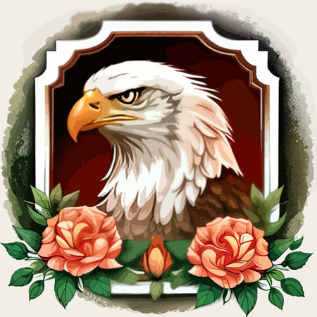 Stunning illustration of an eagle with a floral ornament. Multicolored surreal elements. close-up vector illustration.のイラスト素材