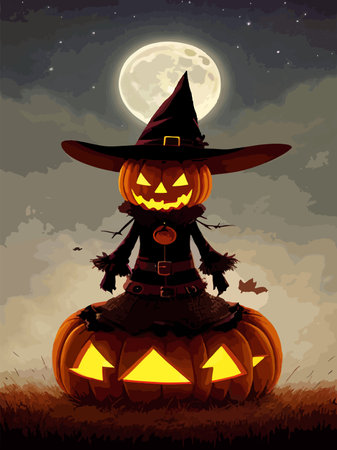 halloween scene horror background with creepy pumpkins spooky halloweenのイラスト素材