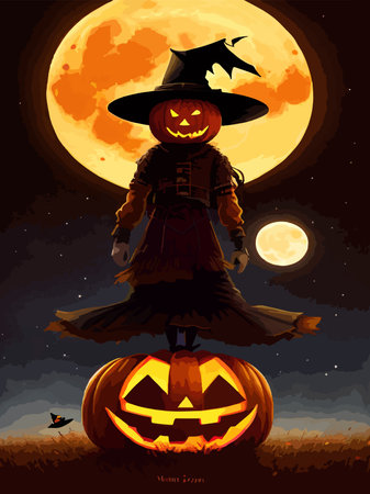 halloween scene horror background with creepy pumpkins spooky halloweenのイラスト素材