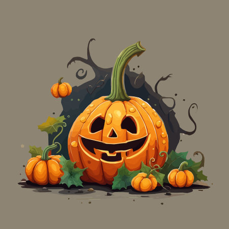 halloween autumn orange pumpkins in cartoon style. Design element for Halloweenのイラスト素材
