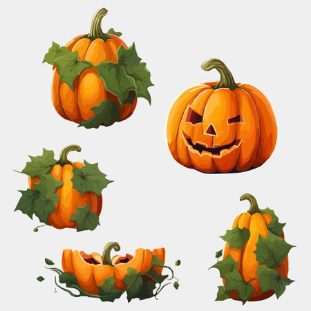 halloween autumn orange pumpkins in cartoon style. Design element for Halloweenのイラスト素材