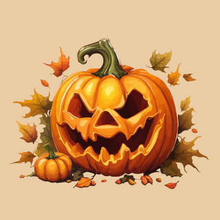 halloween autumn orange pumpkins in cartoon style. Design element for Halloweenのイラスト素材