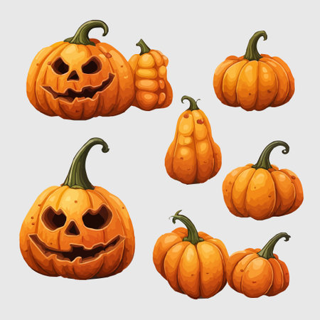 halloween autumn orange pumpkins in cartoon style. Design element for Halloweenのイラスト素材