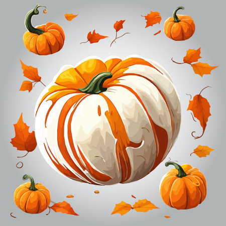 halloween autumn orange pumpkins in cartoon style. Design element for Halloweenのイラスト素材