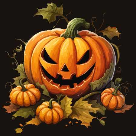 halloween autumn orange pumpkins in cartoon style. Design element for Halloweenのイラスト素材