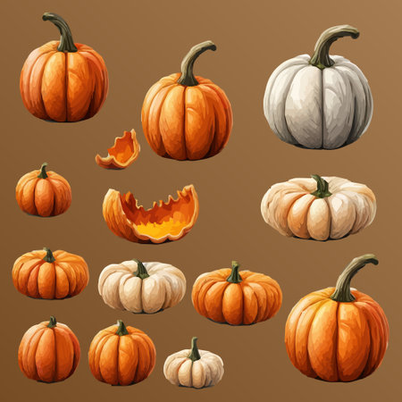 halloween autumn orange pumpkins in cartoon style. Design element for Halloweenのイラスト素材