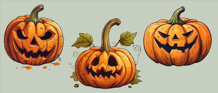 halloween autumn orange pumpkins in cartoon style. Design element for Halloweenのイラスト素材