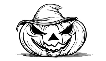 Sketch of a pumpkin face. Halloween pumpkin drawing, scary faces, jack o lantern engraving for autumn holidayのイラスト素材